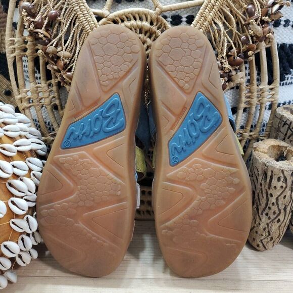 EUC Born Womens 8M Lynae Slip On Sandals Strappy Leather Sand Multi Comfort - Picture 8 of 14